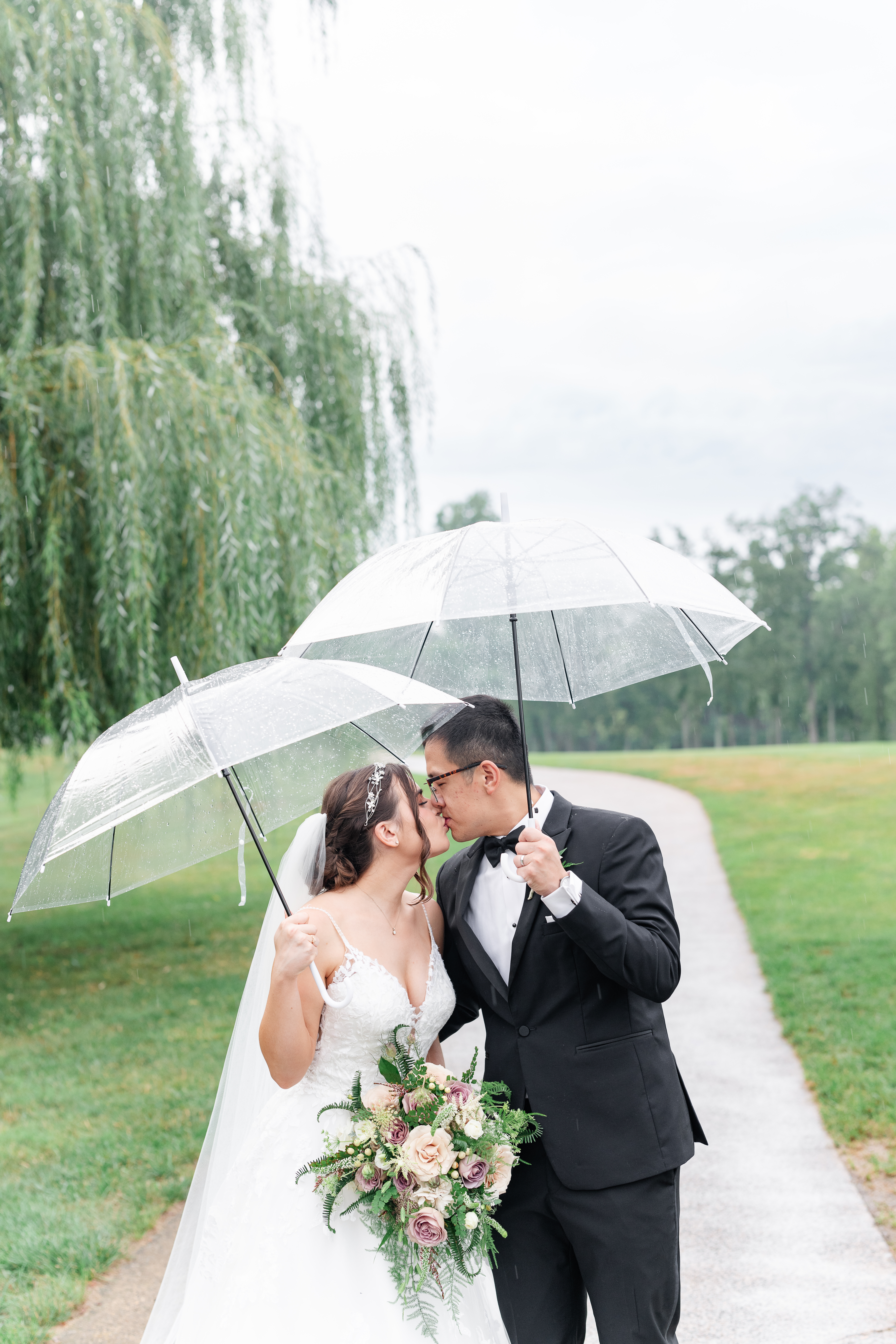 Bride and groom wedding portrait at Evergreen Country Club in Haymarket, VA, captured by a Northern Virginia wedding photographer.
