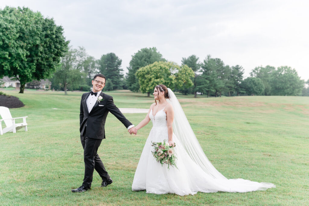 Bride and groom wedding portrait at Evergreen Country Club in Haymarket, VA, captured by a Northern Virginia wedding photographer.